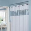 Striped Polyester Shower Curtain With Punched Grommets And Seam Construction For Hotel Use
