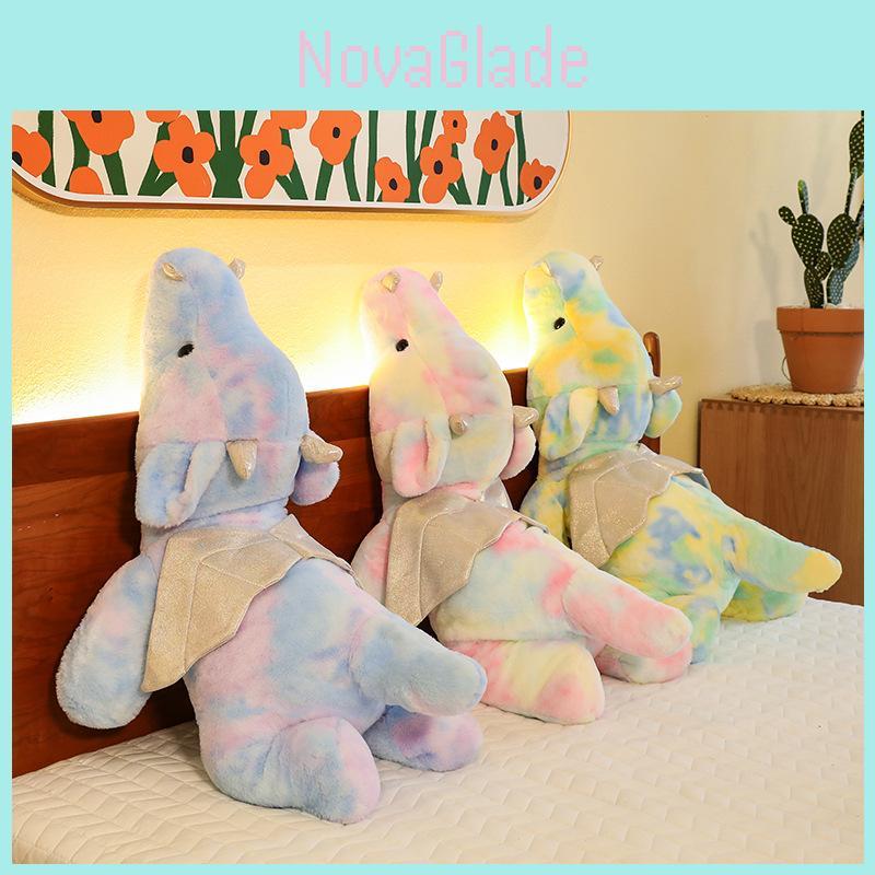 Colorful Small Dragon Plush Toy Pillow Tie-dye Dinosaur Doll Plushie Wholesale Gift