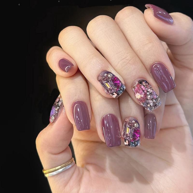 Red Rose French Tip Long Ballet Press On Nails Full Cover Fake Nail Tips For Women Decorative False Nails