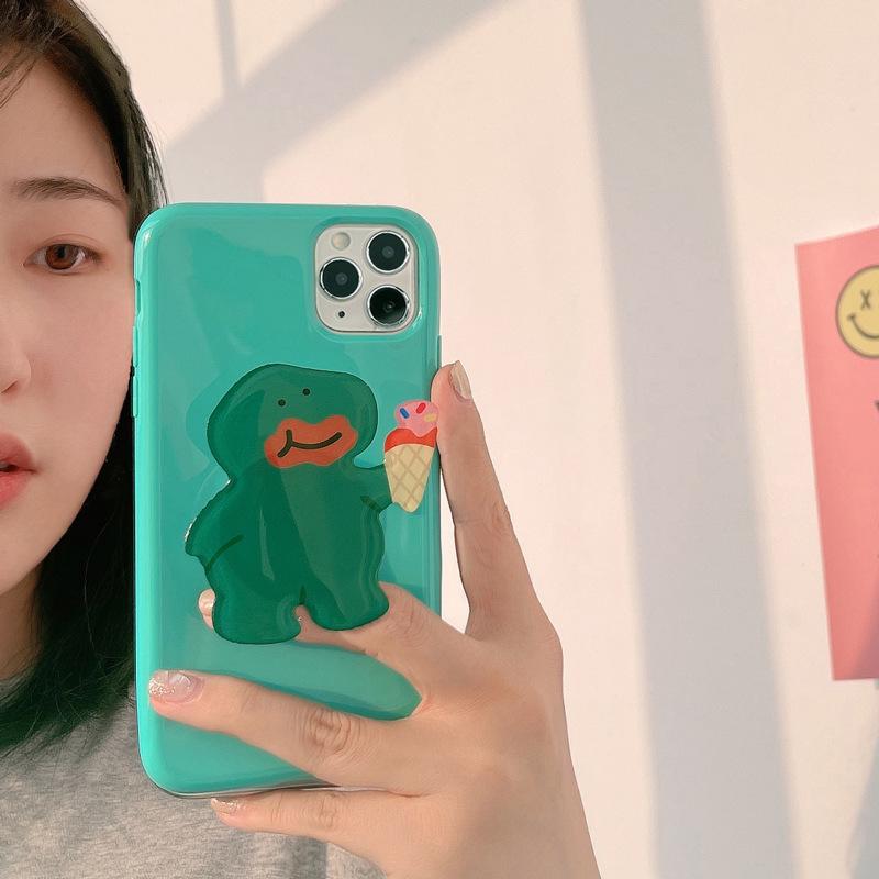 

Korean Ins Cute Dinosaur Bracket Apple 15 Promax Mobile Phone Case 14 Suitable for Iphone11 Couple X Soft 13 12pro max(6.7)