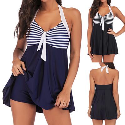 Μαγιό Plus Size One Piece Γυναικεία μπλουζάκι με ριγέ εμπριμέ λουράκια δύο τεμαχίων Push Up Tankini Top με σορτς