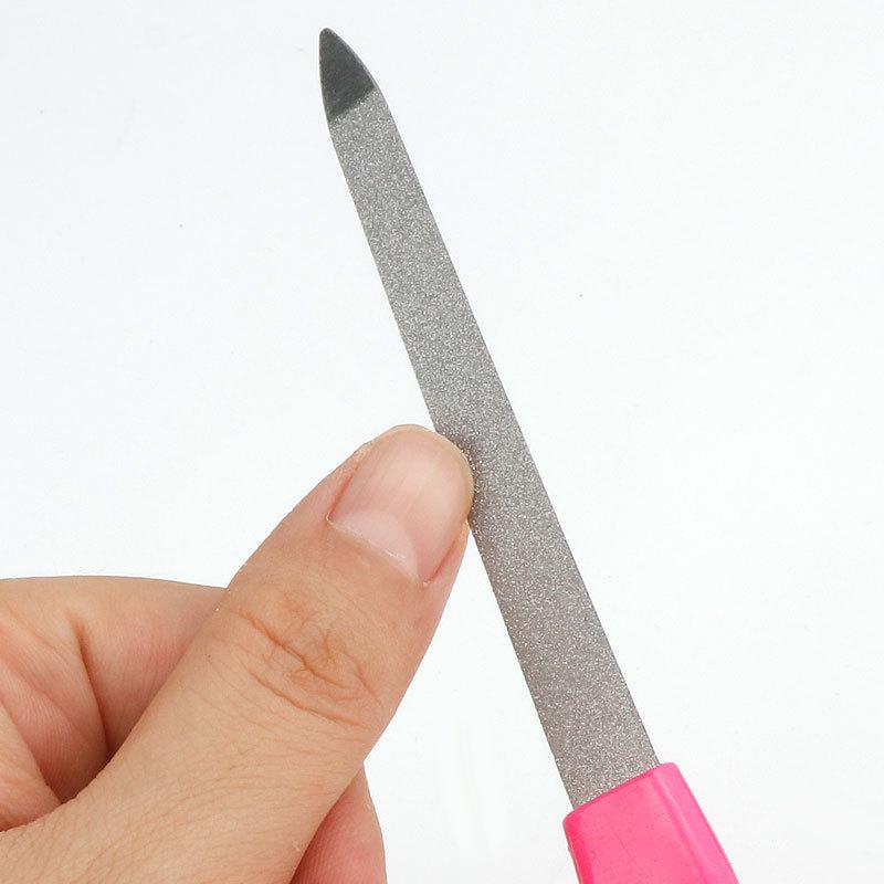Stainless Steel Nail File with Plastic Handle, Durable Grinding & Polishing Nail Art Tool