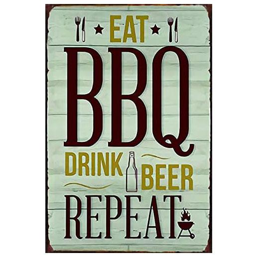 Metal Aluminum Signs BBQ Party Zone Wall Decoration Plaque Vintage Art Poster Iron Painting for Man Cave Home Cafe Garden Club