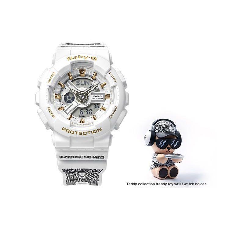 Casio Baby-G Teddy Bear Limited Edition Fashion Trend Street Style Quartz Watch Women watches White BA-110GA-7A1PRT