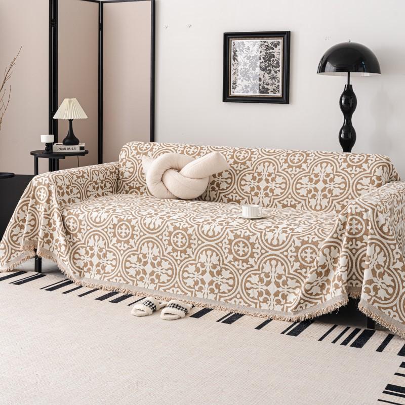 European Luxury Chenille Sofa Cover Tassels Towel Blanket Anti Scratch Soft One Piece Couch Armchair Furniture Protector