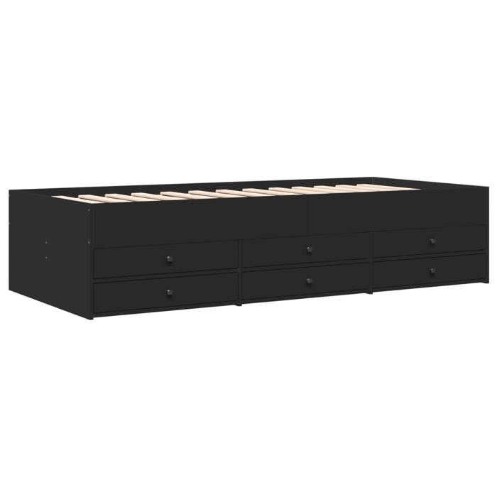 VidaXL Day Bed with Drawers, Sofa Bed with Storage, Guest Bed, Living Room Bedroom Furniture, Modern, Black 3280882