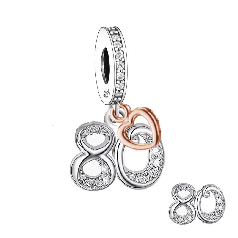 

FC Jewelry Fit Original Charm Bracelet 925 Silver 13 16 18 21 30 40 50 60 70 80 Birthday Number Bead For Making Women Berloque