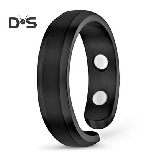 Lady Magnetic Ring Adjustable Opening Design Polished Smooth Electroplated Alloy Simple Style Finger Jewelry for Party Daily Life Date