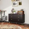 Moderna 6-Drawer Dresser with Golden Handles, 120x40x76.5cm, Black