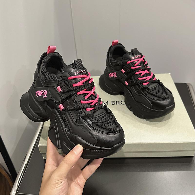 Inner Height Increase Dad Shoes Women's Spring 2025 New Breathable Casual Sports Shoes Women's Versatile Platform Women's Shoes Tide
