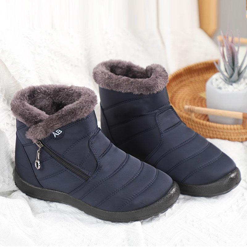 Damen Schneestiefel Winter Fell Innen Knöchelstiefel Damen Verdicken Plüsch Wasserdicht Slip On Lässig Baumwollgefüttert Damenschuhe WSH4163