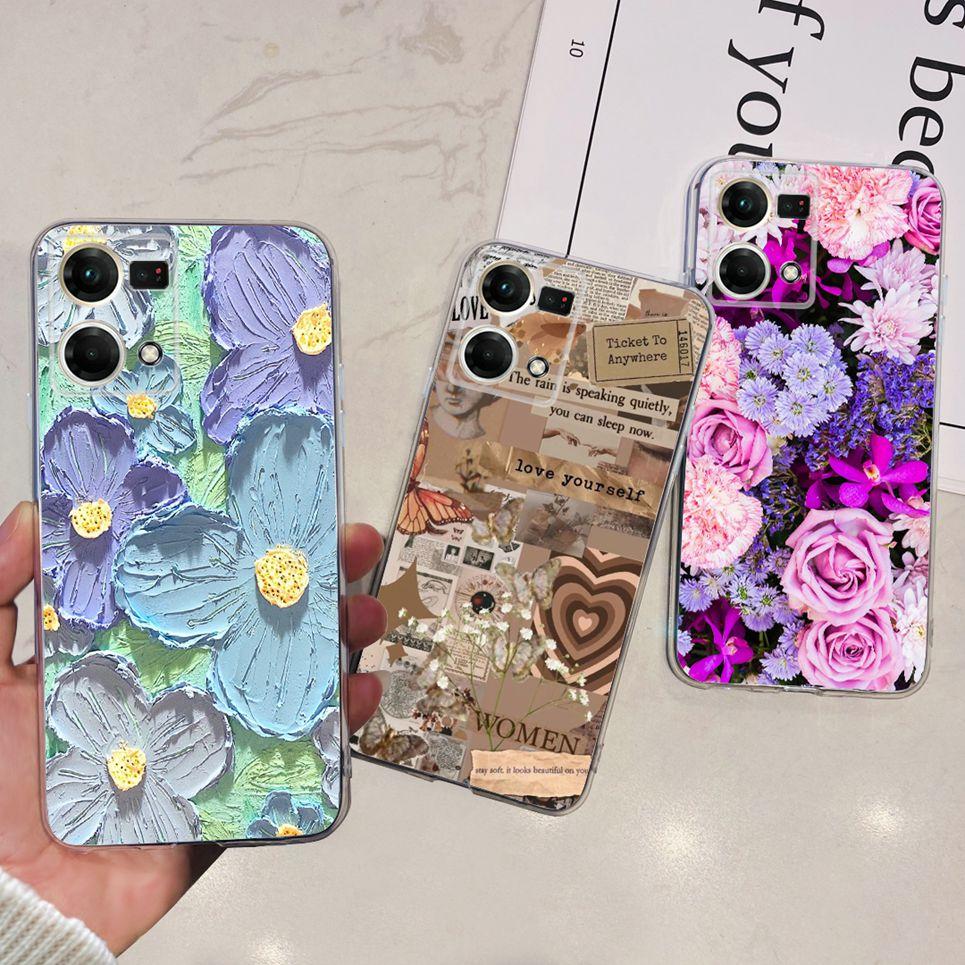 For Oppo Reno7 4G Case CPH2363 Oppo Reno7 Lite 7Z Lovely Painted Cover Soft TPU Phone Case For Oppo Reno 7 5G 7Pro Back Cover