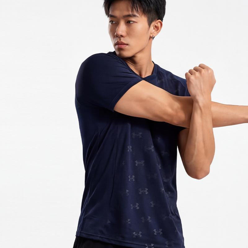 Under Armour Loose Fit V-Neck Quick-Dry Breathable Short Sleeve T-Shirt Unisex Tops Navy-Blue 21500531-409