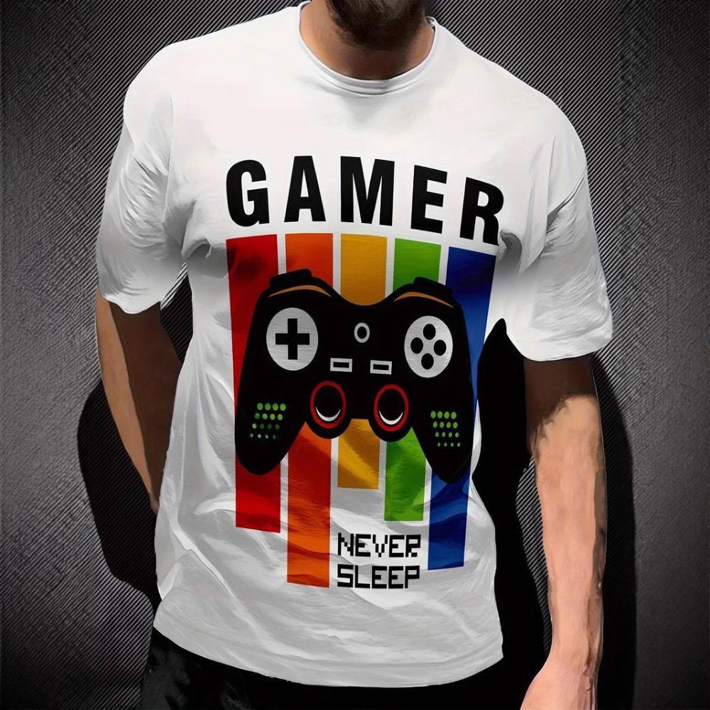 Camiseta de Hombre Estampada en 3D Manga Corta Cuello Redondo Pulóver Top Casual