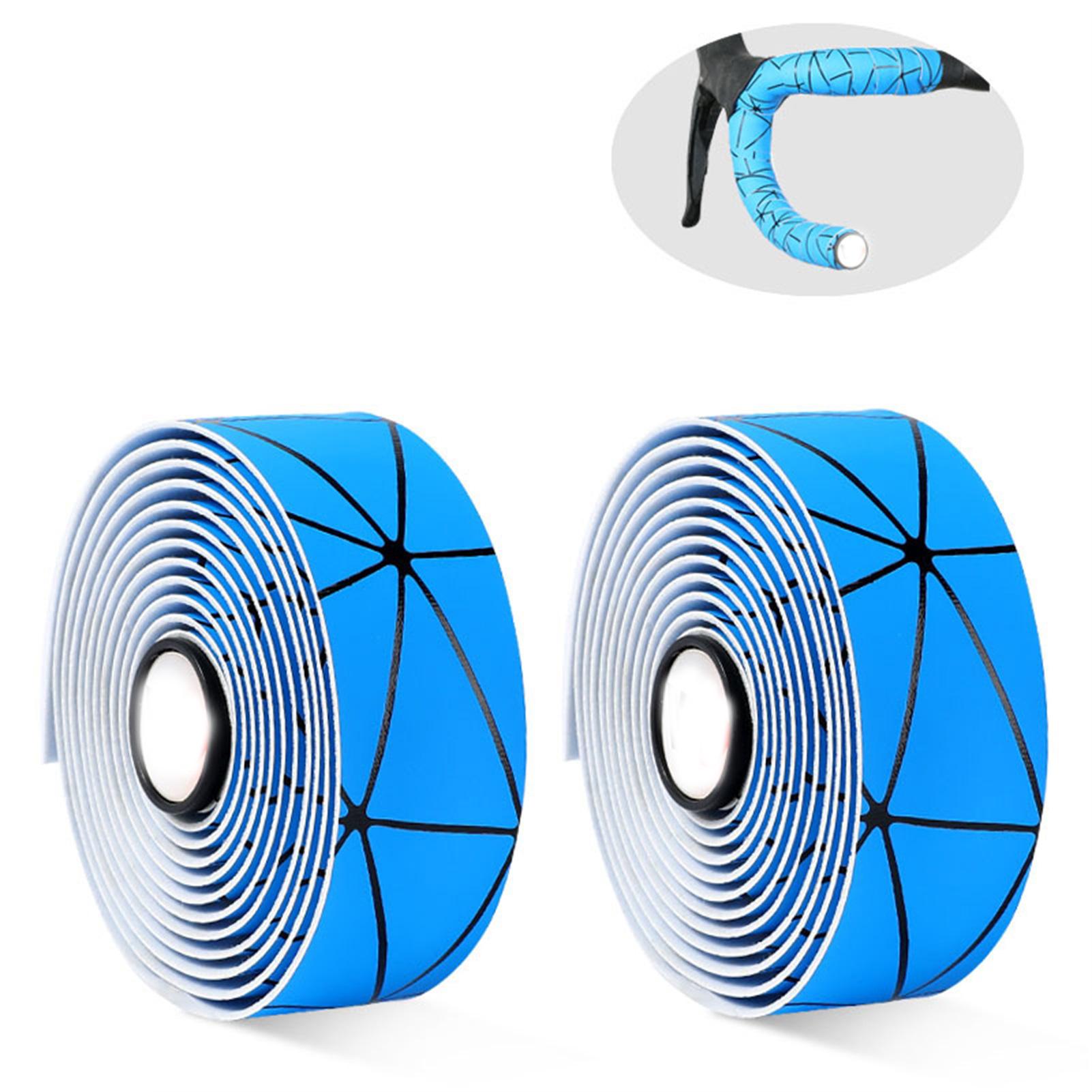 

Road Bike Handlebar Tape Bicycle Breathable Anti Slip PU Handle Grip Wrap for Cycling Black and Blue