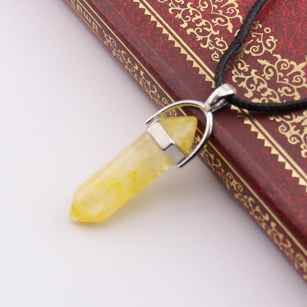 Handmade Amethyst & Rose Quartz Hexagonal Pendant Necklace N760
