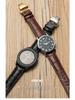 Bamboo Pattern Genuine Leather Watch Strap with Soft Cowhide and Butterfly Buckle for Men and Women
