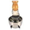 Talos Men Beard Shaving Stainless Steel Bowl Stand Wooden Brush Mustache Beauty Tool