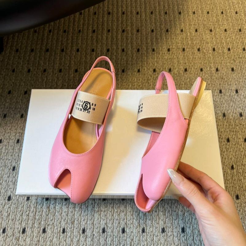 MM6 Samt Riemen Flache Sandalen - Frühling/Sommer '26 - Apfel Zehenpartie, Elastisches Band, Vielseitiges High Heel Design