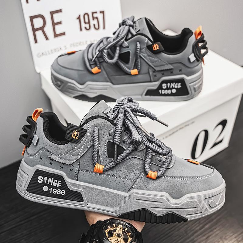 

Мужская обувь весна и осень, нишевая высококачественная кожаная обувь для серфинга, мужская универсальная обувь для спорта и отдыха, мужская обувь на платформе для пап, модные туфли 44 серый