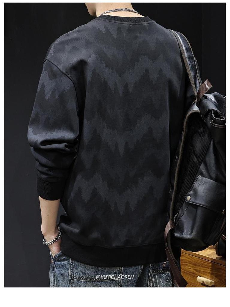 Herrtröja med gradienttryck 2025: Tungviktslångärmad, Trendig Plus Size - Vår/Höststil