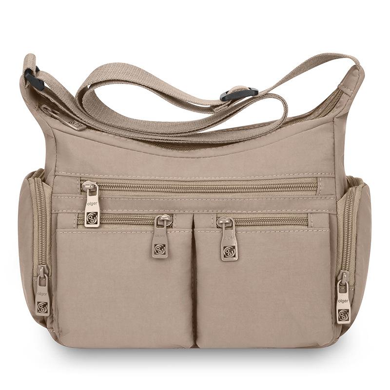 Wasserdichte Nylon-Crossbody-Tasche für Damen Mehrere Taschen Schulter-Handtasche mit Reißverschluss