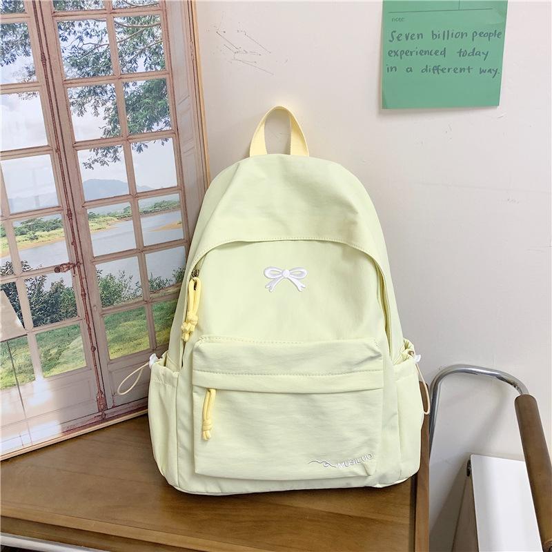 Schoolbag College Student Backpack Junior High School Student Computer Bag Korean Version Simple Girl Bow School Bag Large Capacity Backpack Female