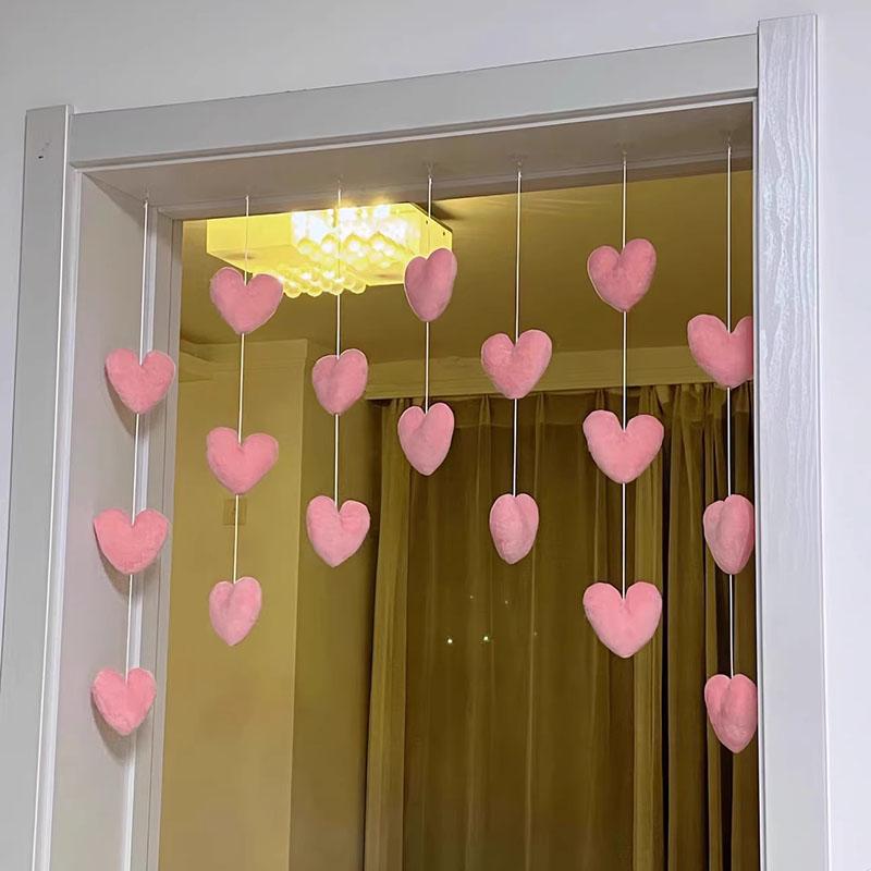 Romantic Heart Shaped Door Hanging Curtain Korean Style String Pendant Partition Door Curtain Bedroom Decoration Accessories