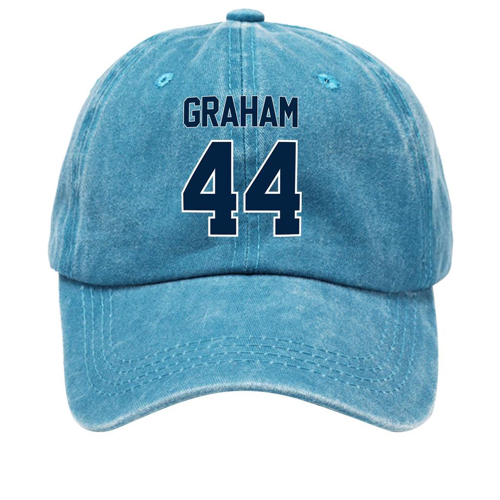 Washed Cotton Baseball Cap Vintage Style Soft Top Denim Hat with Printed Design Adjustable Strap for Casual Wear