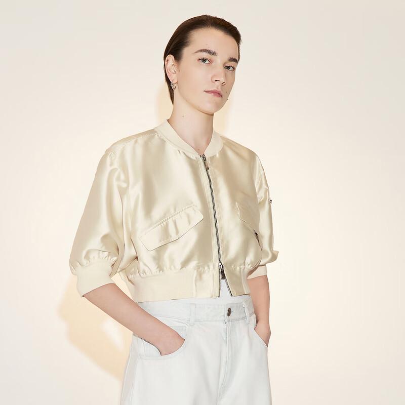

LESS 2023 Spring Stand Collar Silk Jacket M