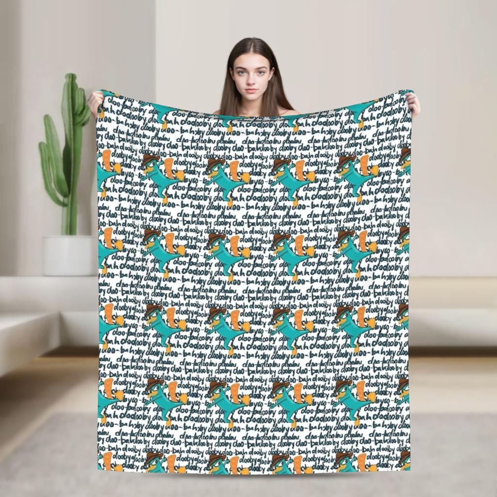 Perry the Platypus Cartoon Duck Plush Blanket Students Flannel Throw Blanket For Couch Chair Warmized Quality Bedspread