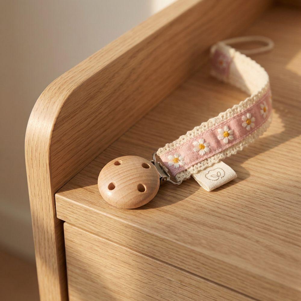 Spitze Blumenmuster Dummy-Brustwarzenhalter PP Stickerei Schnullerclips Mädchen