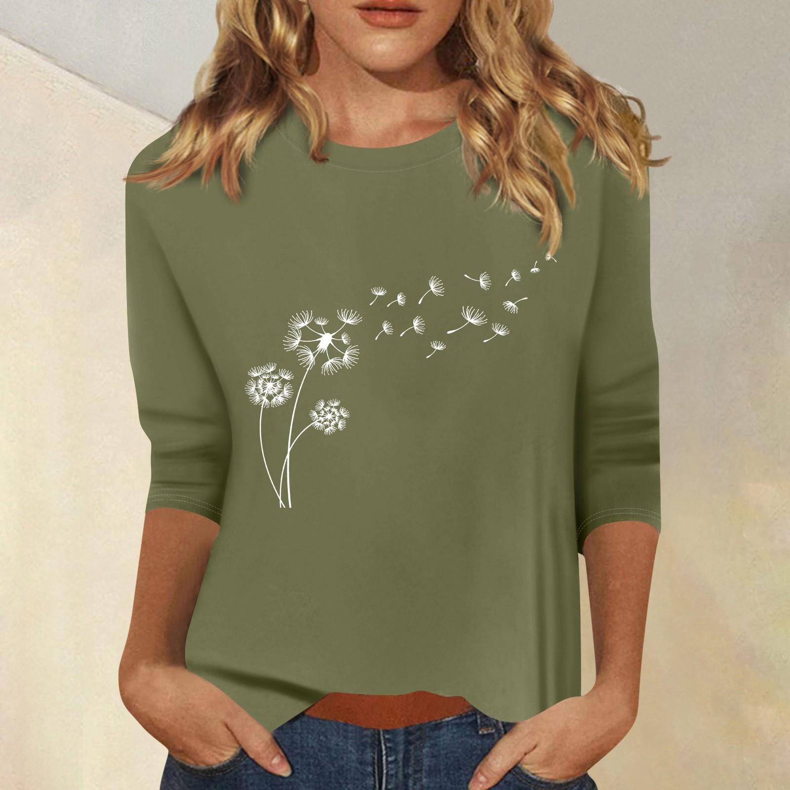 

Женская мода повседневный принтованный топ с семью рукавами и круглым вырезом XXL