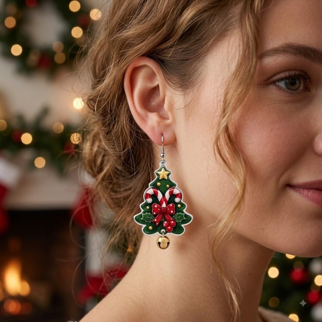 2D Printed Christmas tree and Christmas Tree Acrylic Earrings