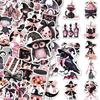 50 Cute Black and Pink Halloween Cartoon Stickers for DIY Decor: Phone Cases, Water Bottles, Notebooks (50 Sheets)