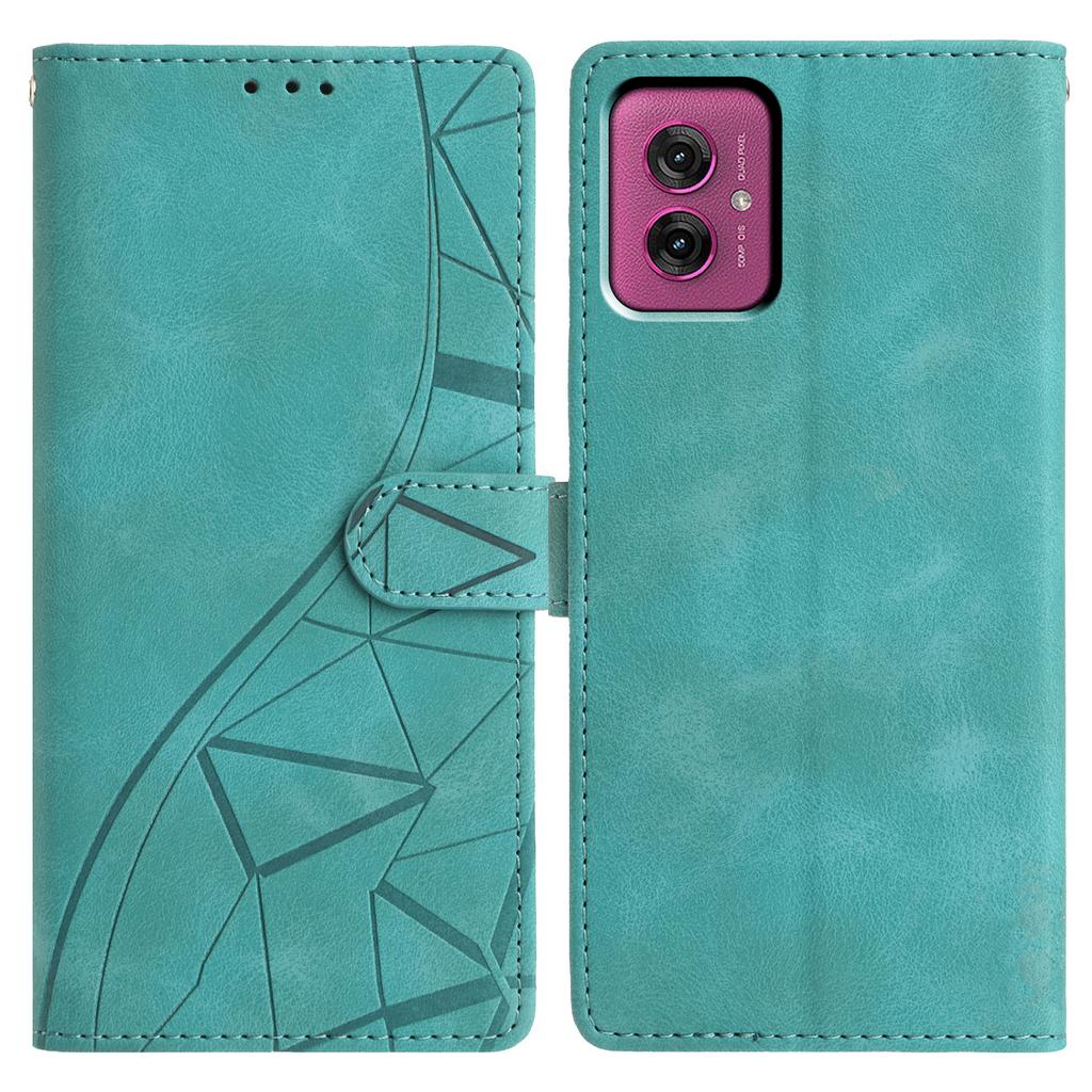 For Motorola Moto G55 5G Case Wallet Stand Imprinted Triangle Pattern Leather Phone Flip Cover