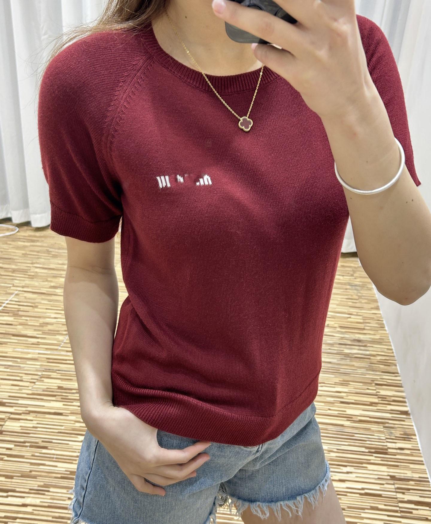 Shenzhen Nanyou High Goods Shenzhen 2026 Early Autumn Spring High Goods M Series Crew Neck Jacquard Wool Knitted Sweater Short Sleeve T-Shirt Women S бордовый