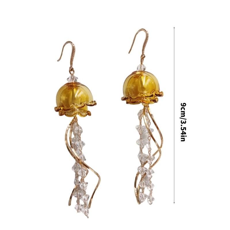 Jellyfish Earrings Marine Life Themed Charm Lightweight Acrylic Alloy Design For Women Comfortable Sophisticated Jewelry