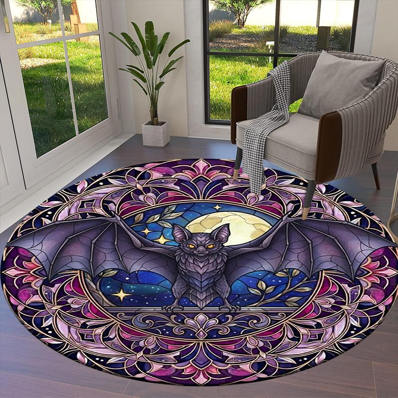 Bat Retro Round Area Rug,Carpet Rug for Living Room Bedroom Sofa Playroom Decor,Non-slip Floor Mat101