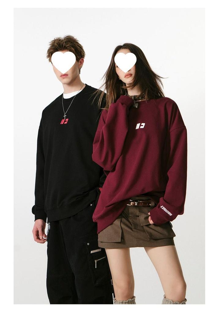 Unisex Embroidered Round Neck Heavyweight Cotton T-shirt - Korean Style, Long Sleeve, Trendy Spring/Autumn Casual Wear