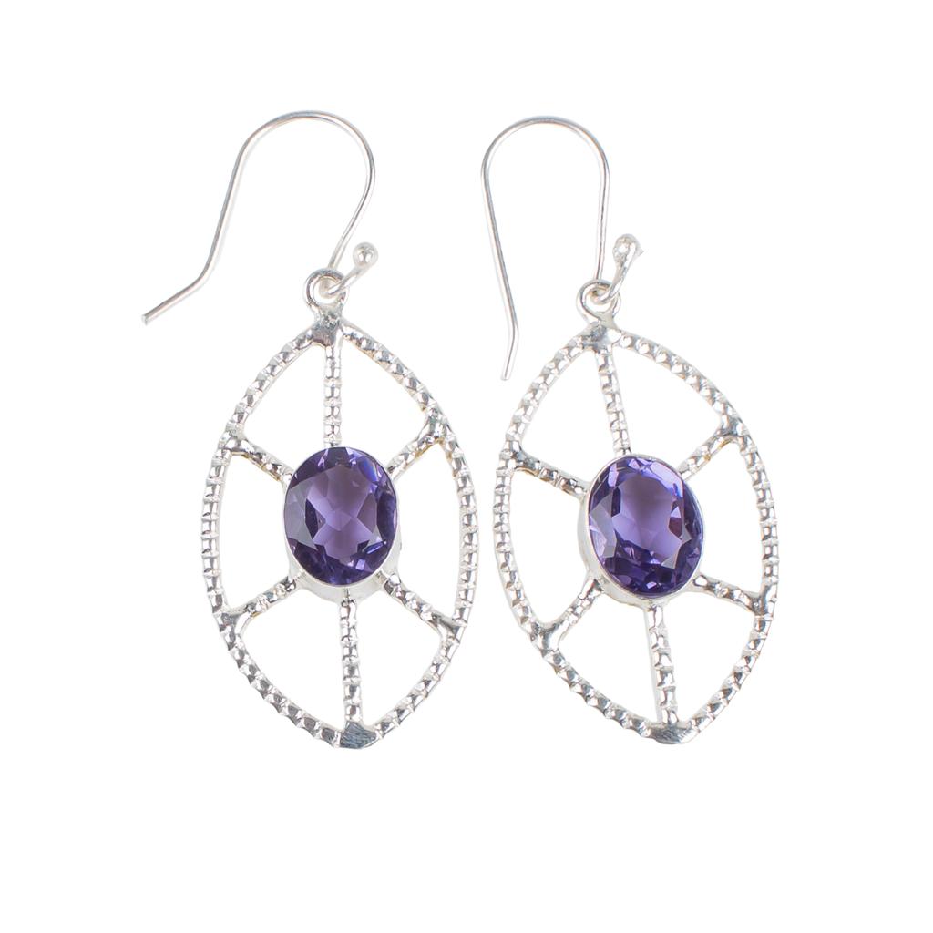 Iolite Gemstone 925 Sterling Silver Jewelry Handmade Drop/Dangle Earrings 2.00" EE-48-2