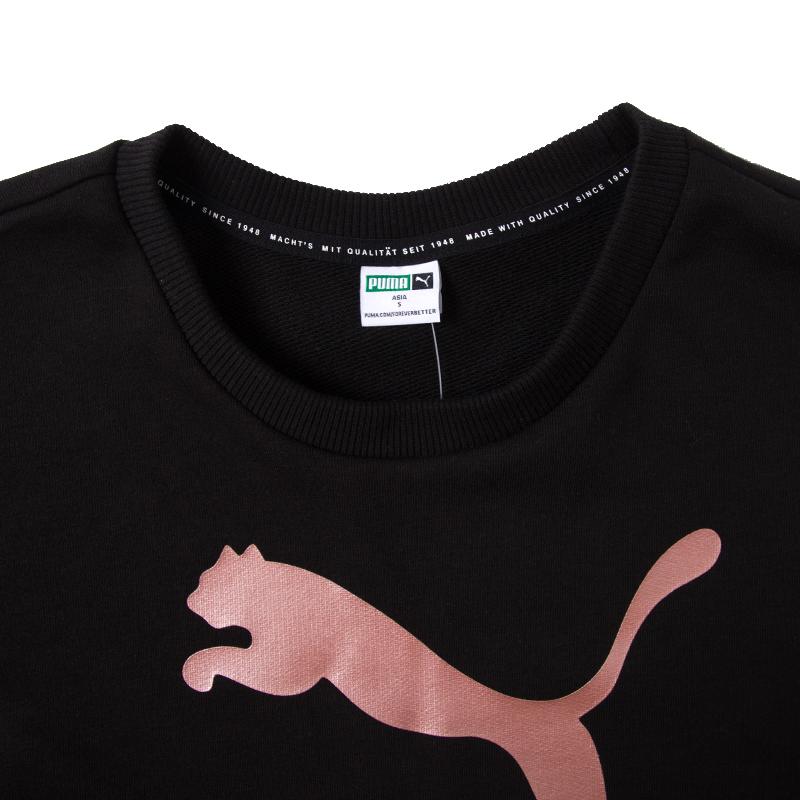 Puma Damska bluza z okrągłym dekoltem z dużym nadrukiem logo Czarna 535276-01