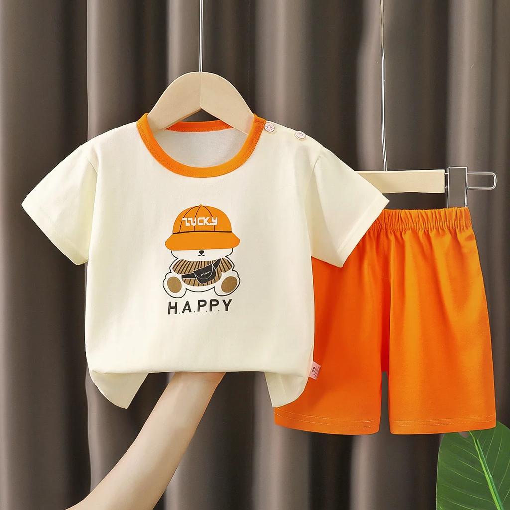 T-Shirts Bequeme Shorts Polyester Lässig Tägliche Kleidung Für Mädchen Set Baby Sommer Outfits Cartoon Jungen Kurzarm