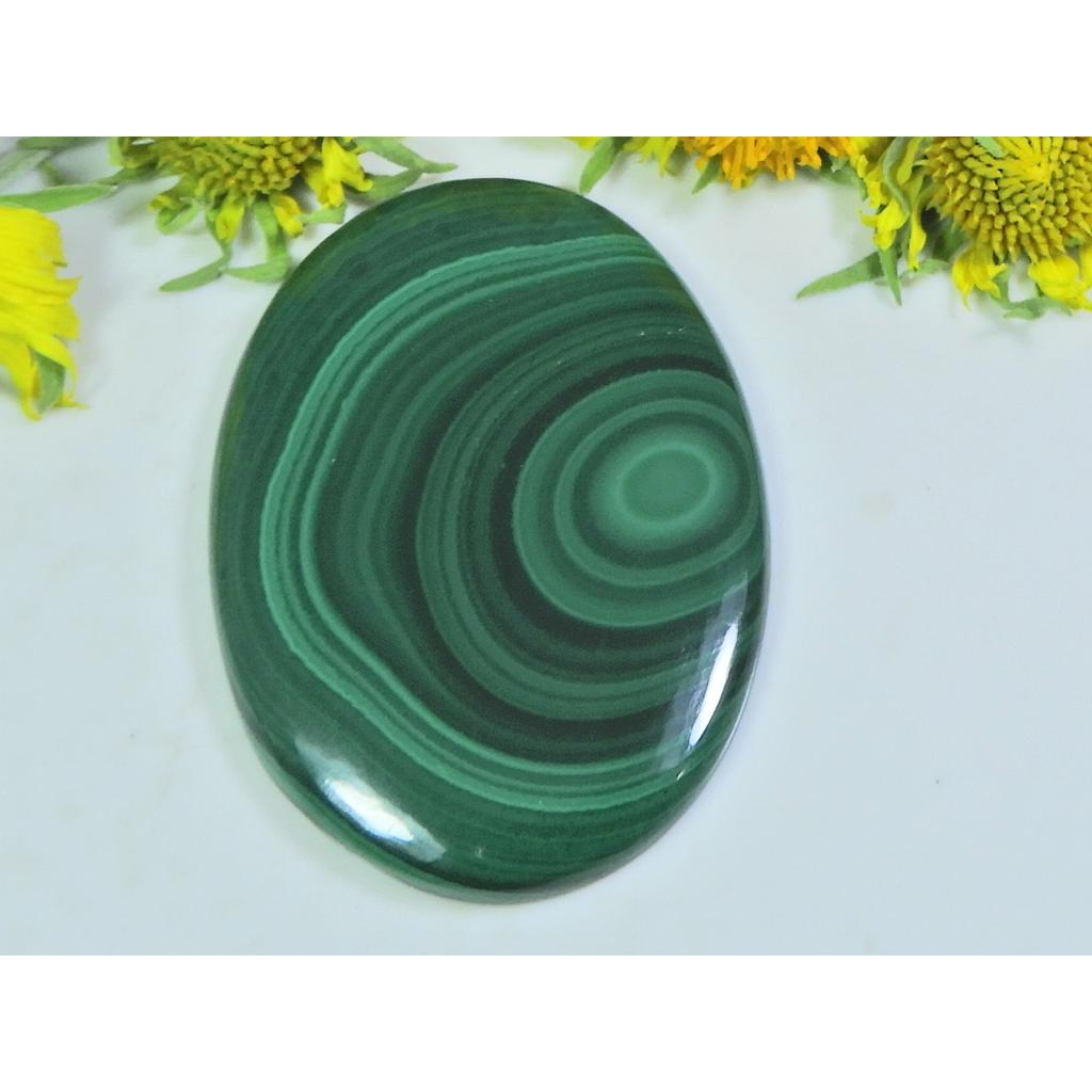 AA++ 101Cts. Natural Green Malachite Oval Cabochon Loose Gemstone 33X47X04MM D-12