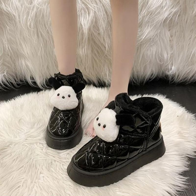 Cute Chunky Winter Booties Round Toe Plush Snow Boots for Women Y2k Padded Boot Trend 2025 Designer Luxury Fashion Woman Shoes
