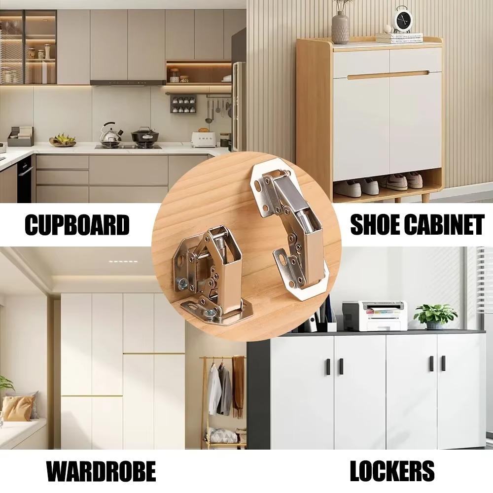 10-1PCS 90 Degree Steel Cabinet Hinges No-Drilling HoleHydraulic Buffer Hinge Kitchen Cabinet Cupboard Hinges Furniture Hardware