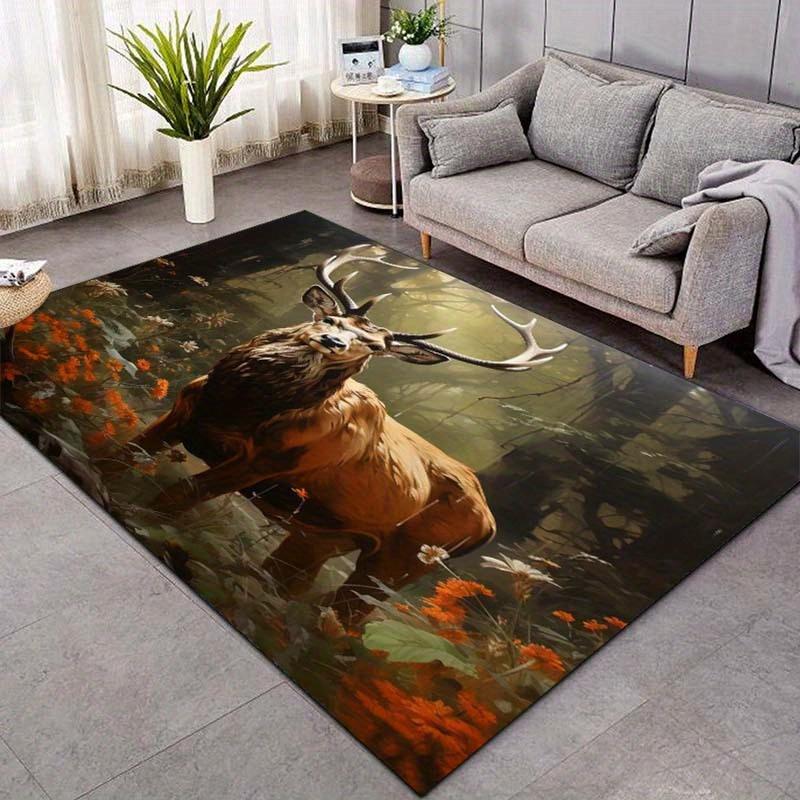Forest Deer Rug: Bring Nature's Beauty into Your Home | Wildlife Inspired Design  Indoor Outdoor Area Rugs Skid resistant carpet