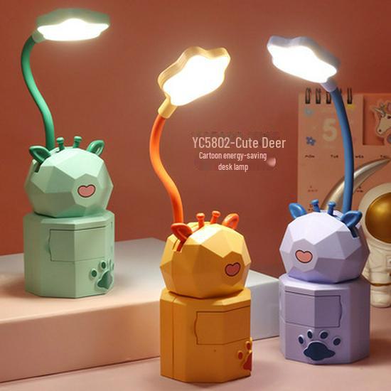 Lampă de birou pliabilă USB cu LED - Lumină de noapte pentru protecția ochilor animalelor din desene animate pentru copii, studiu, noptieră și cadou de Crăciun