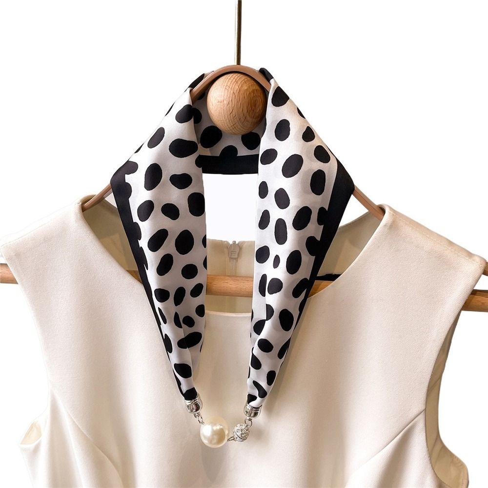 Neck Guard Bib Wraps Wrist Strap Satin False Collar Print Scarves Silk Scarf Cross Neckerchief