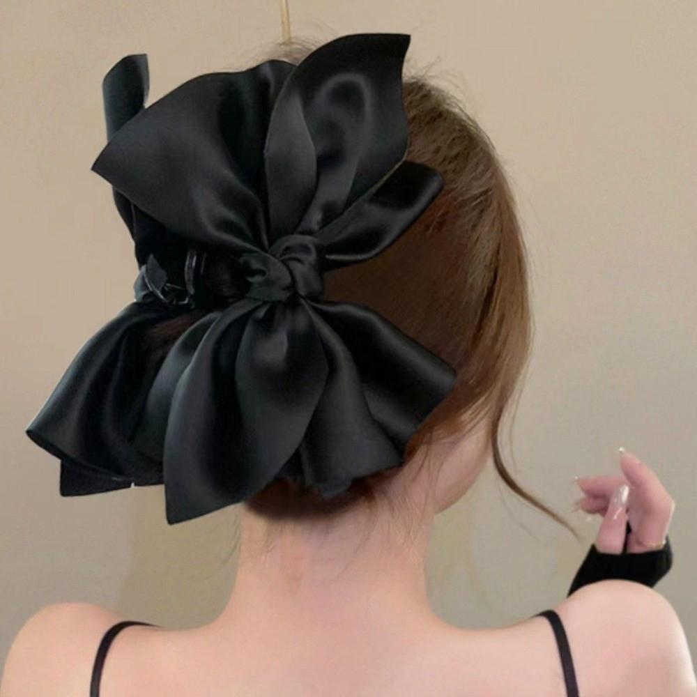 Shark Clip Big Bow Hairgrips Beige Black Grasping Clip Creative Hair Claw Women Girl Gift